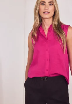 Bluse aus Leinenmix mit Rüschen