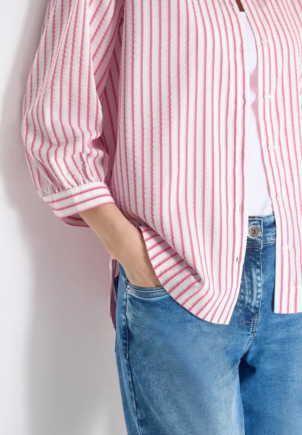 Bluse in Seersucker Qualität