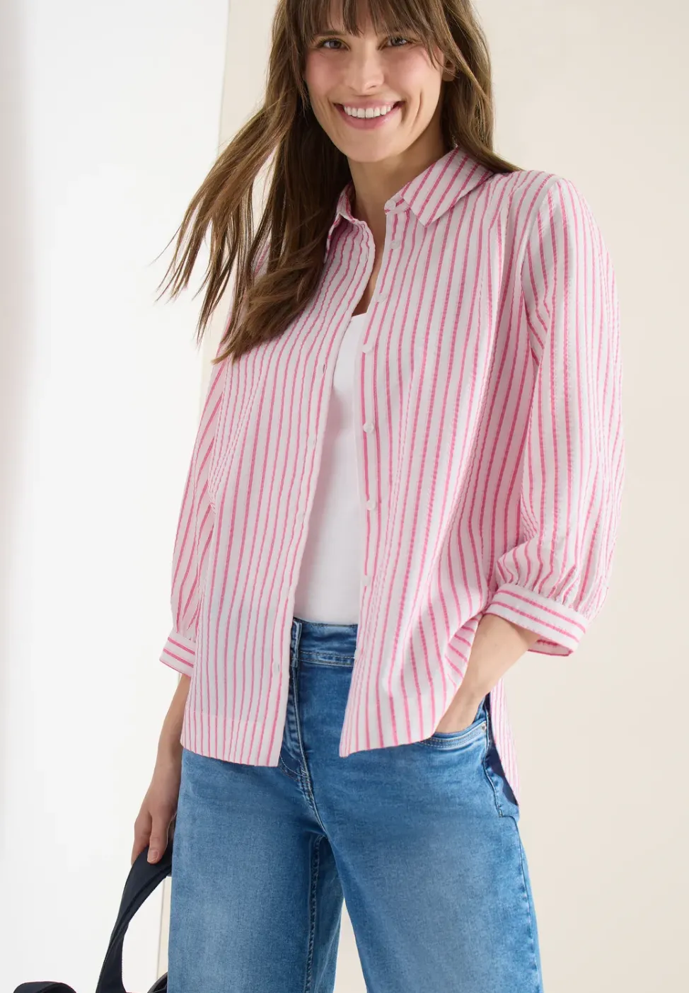Bluse in Seersucker Qualität
