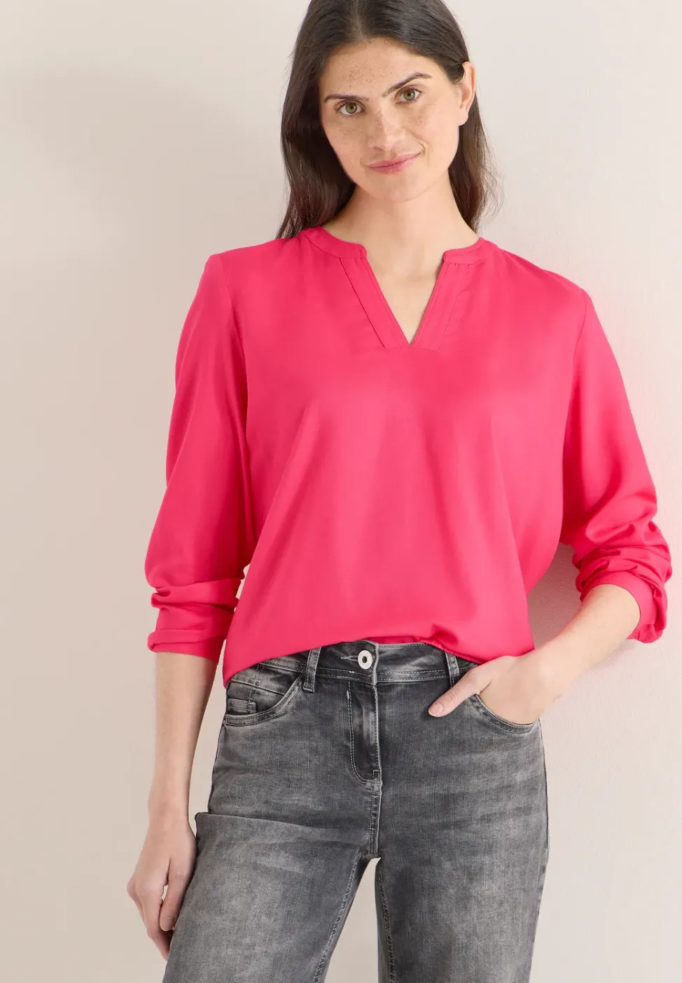 Bluse in Unifarbe