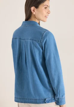 Bluse mit Hemdkragen im Denim-Look