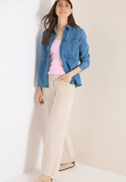 Bluse mit Hemdkragen im Denim-Look
