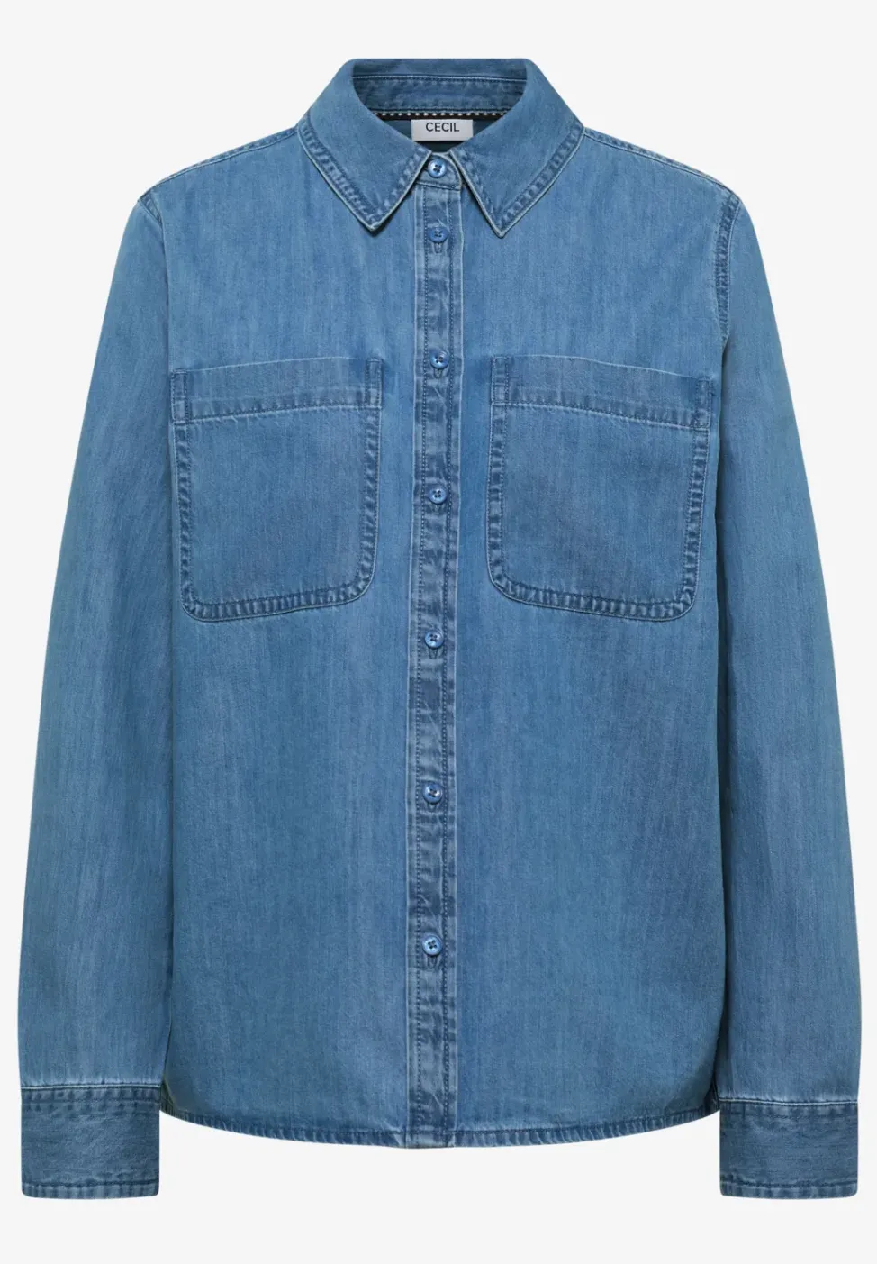 Bluse mit Hemdkragen im Denim-Look