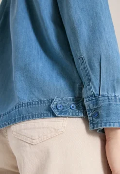 Bluse mit Hemdkragen im Denim-Look