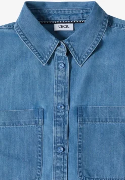 Bluse mit Hemdkragen im Denim-Look