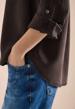 Bluse mit Hemdkragen und Turn-Up
