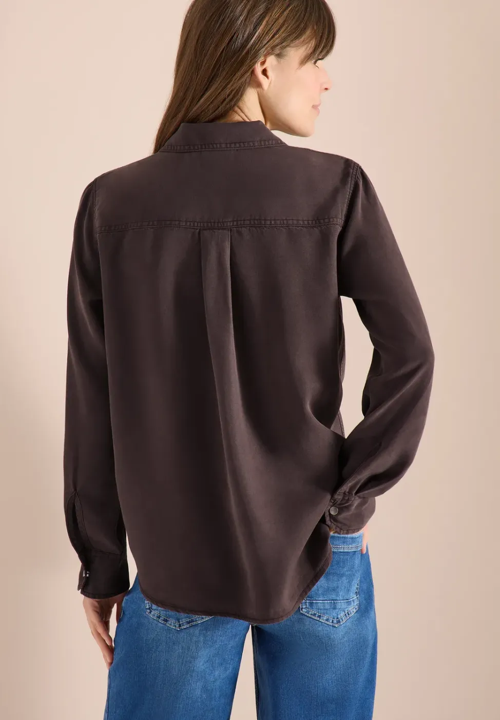 Bluse mit Hemdkragen und Turn-Up