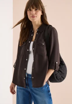 Bluse mit Hemdkragen und Turn-Up