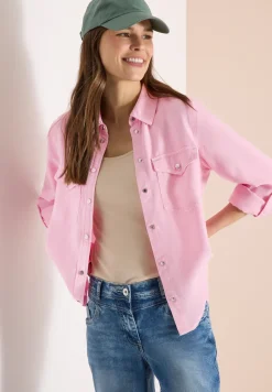 Bluse mit Hemdkragen und Turn-Up
