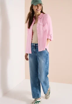 Bluse mit Hemdkragen und Turn-Up