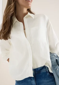 Bluse mit Hemdkragen und Streifen