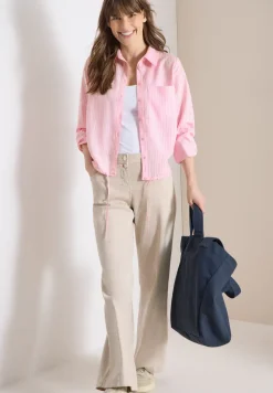 Bluse mit Hemdkragen und Streifen