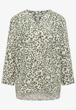 Bluse mit Leo-Muster aus Leinenmix