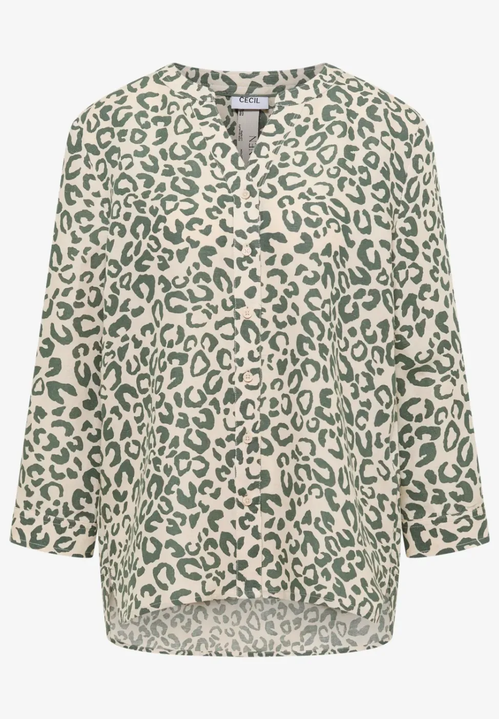Bluse mit Leo-Muster aus Leinenmix