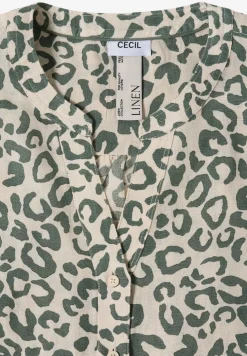 Bluse mit Leo-Muster aus Leinenmix