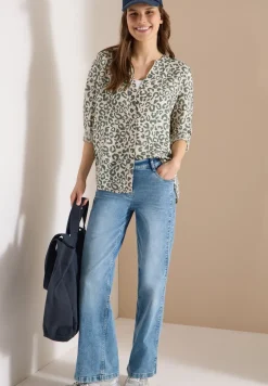 Bluse mit Leo-Muster aus Leinenmix