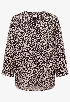 Bluse mit Leo-Muster aus Leinenmix