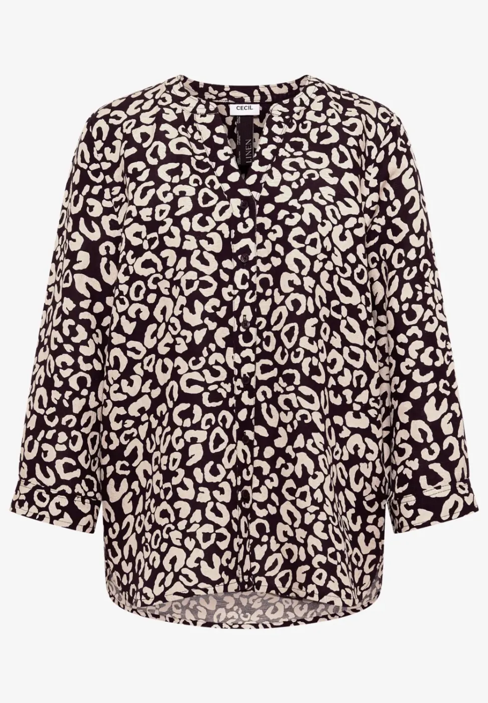 Bluse mit Leo-Muster aus Leinenmix