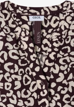 Bluse mit Leo-Muster aus Leinenmix