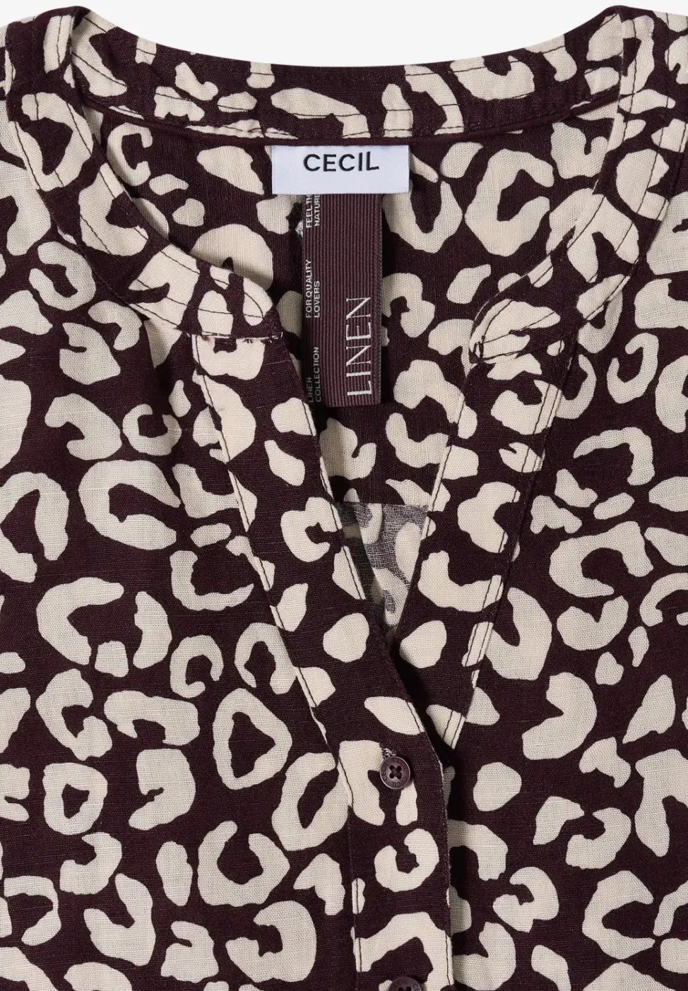 Bluse mit Leo-Muster aus Leinenmix