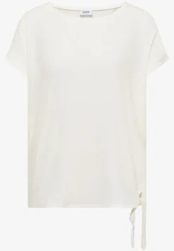 Bluse mit Rundhals und Knotendetail