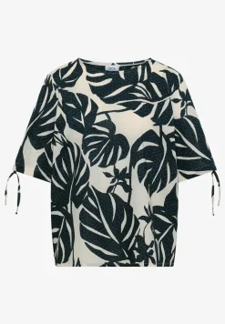 Bluse mit Rundhals und Raffung