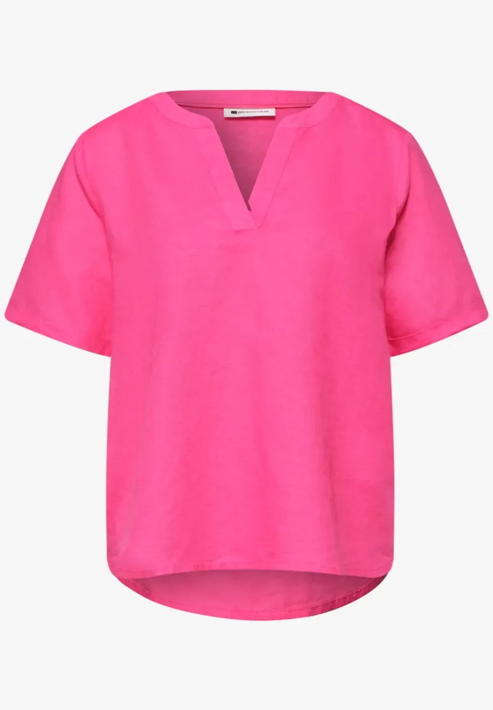 Bluse mit Split Neck aus Leinenmix