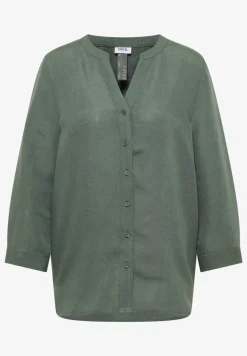 Bluse mit Split Neck aus Leinenmix