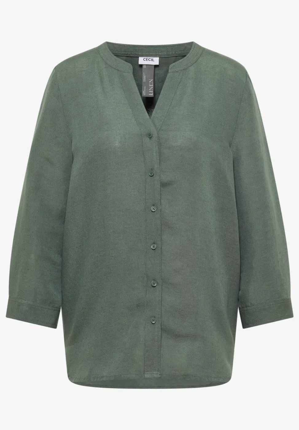 Bluse mit Split Neck aus Leinenmix