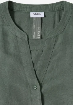 Bluse mit Split Neck aus Leinenmix
