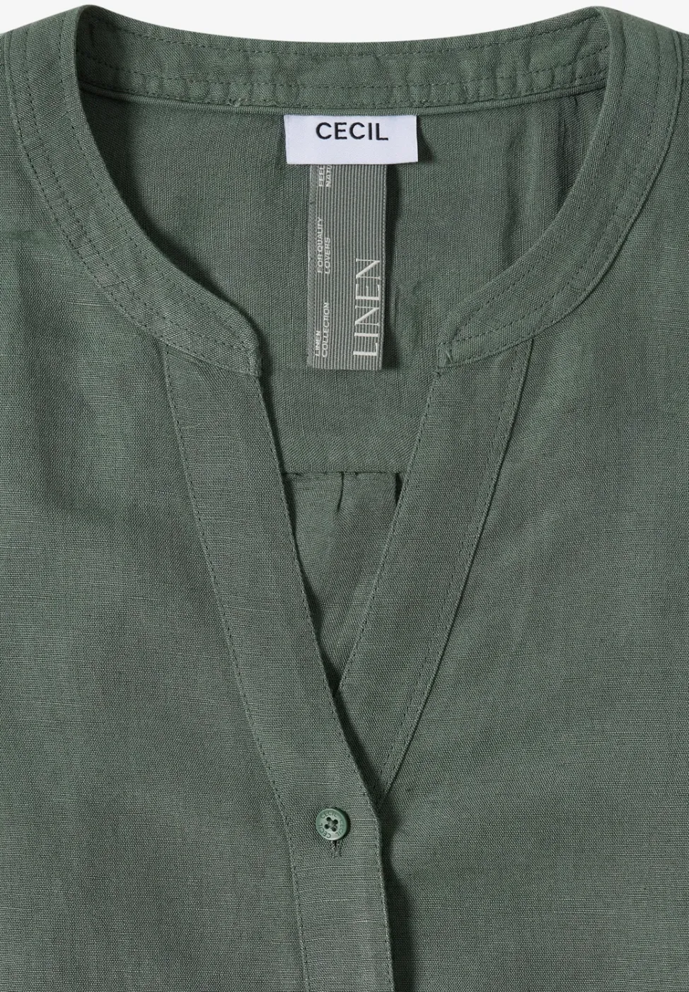 Bluse mit Split Neck aus Leinenmix