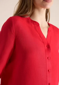 Bluse mit Split Neck aus Leinenmix