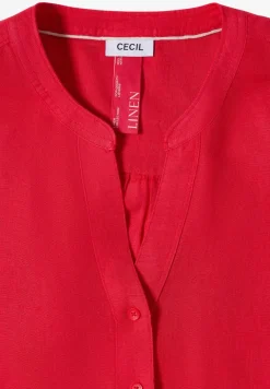 Bluse mit Split Neck aus Leinenmix