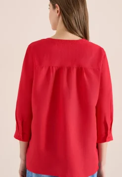 Bluse mit Split Neck aus Leinenmix