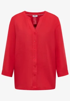 Bluse mit Split Neck aus Leinenmix
