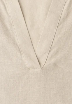 Bluse mit Split Neck aus Leinenmix