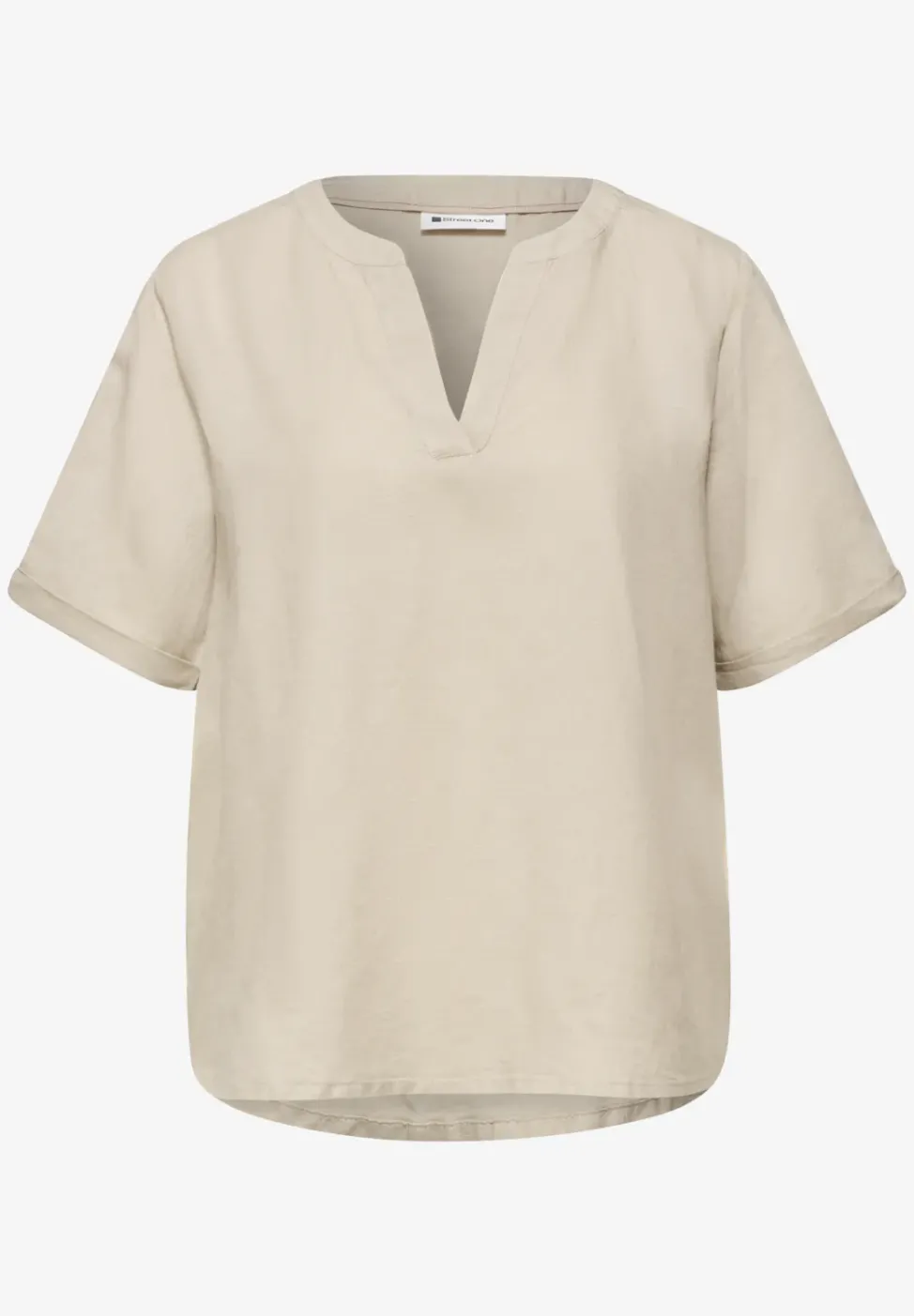 Bluse mit Split Neck aus Leinenmix