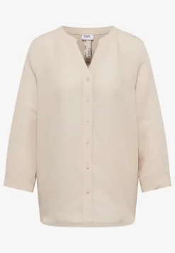 Bluse mit Split Neck aus Leinenmix