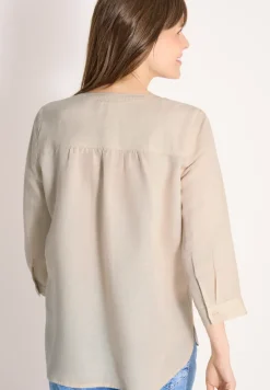 Bluse mit Split Neck aus Leinenmix