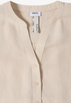 Bluse mit Split Neck aus Leinenmix