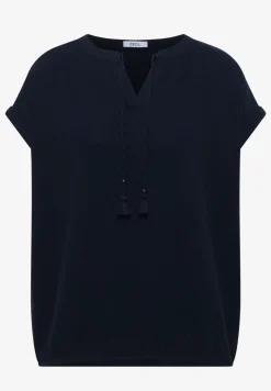 Bluse mit Split Neck aus Musselinstoff