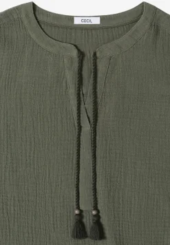 Bluse mit Split Neck aus Musselinstoff