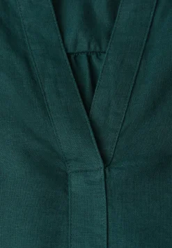 Bluse mit Split Neck aus Leinenmix