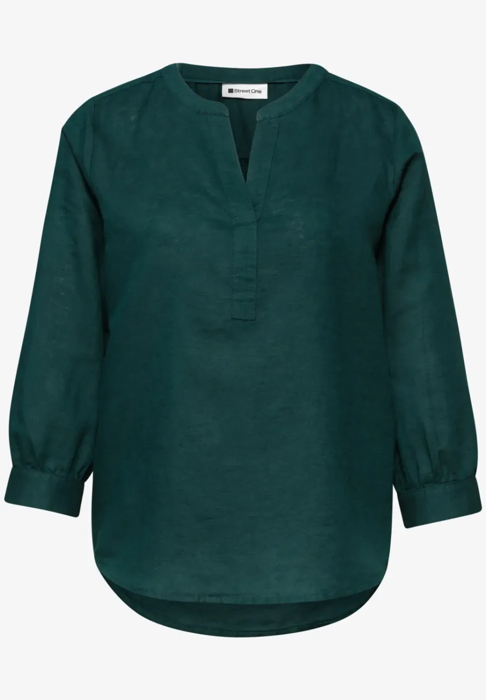 Bluse mit Split Neck aus Leinenmix
