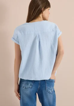 Bluse mit Split Neck aus Musselinstoff