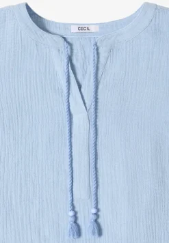 Bluse mit Split Neck aus Musselinstoff