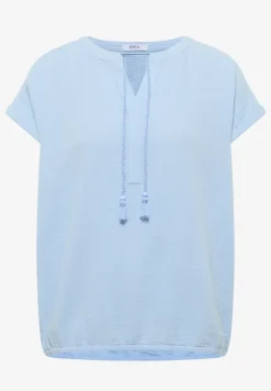 Bluse mit Split Neck aus Musselinstoff