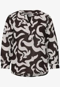 Bluse mit Split Neck aus Leinenmix