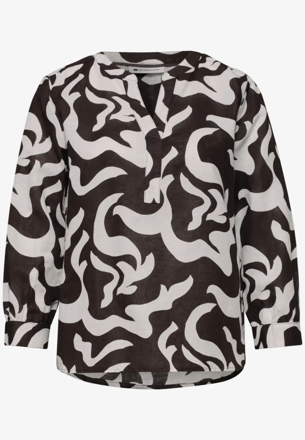 Bluse mit Split Neck aus Leinenmix
