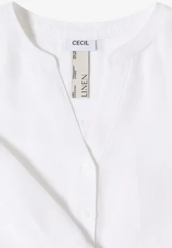 Bluse mit Split Neck aus Leinenmix